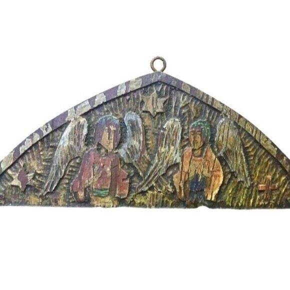 Antique Russian Christian Orthodox Triptych Icon Mother Virgin Madonna Jesus - Picture 11 of 13